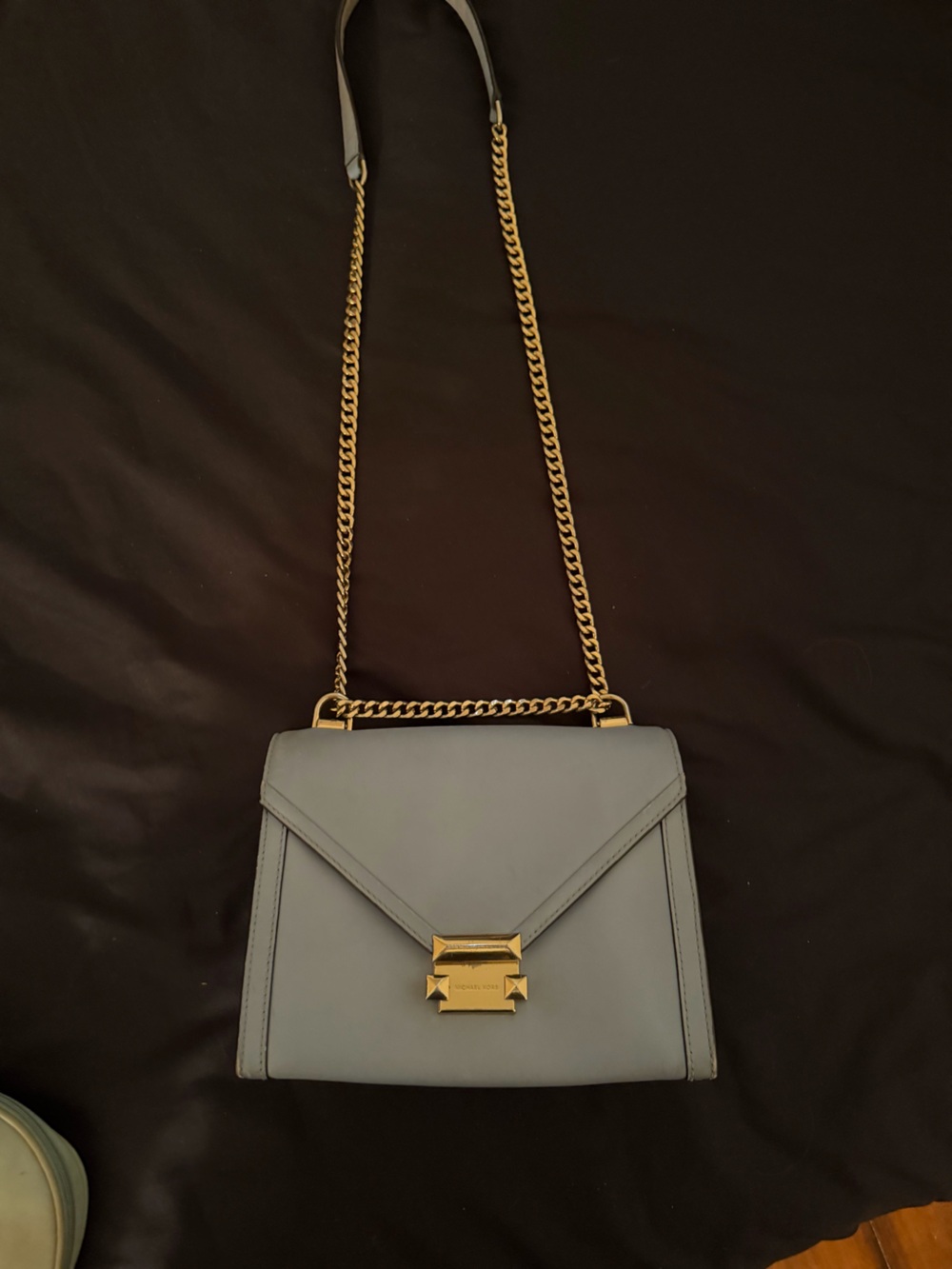 Gold Chain Accent Leather Crossbody - Brown